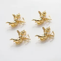 2PCS Delicate Small Angel Pendant 14K Gold Plated Brass Charms Jewelry Making Supplies DIY Material Accessories