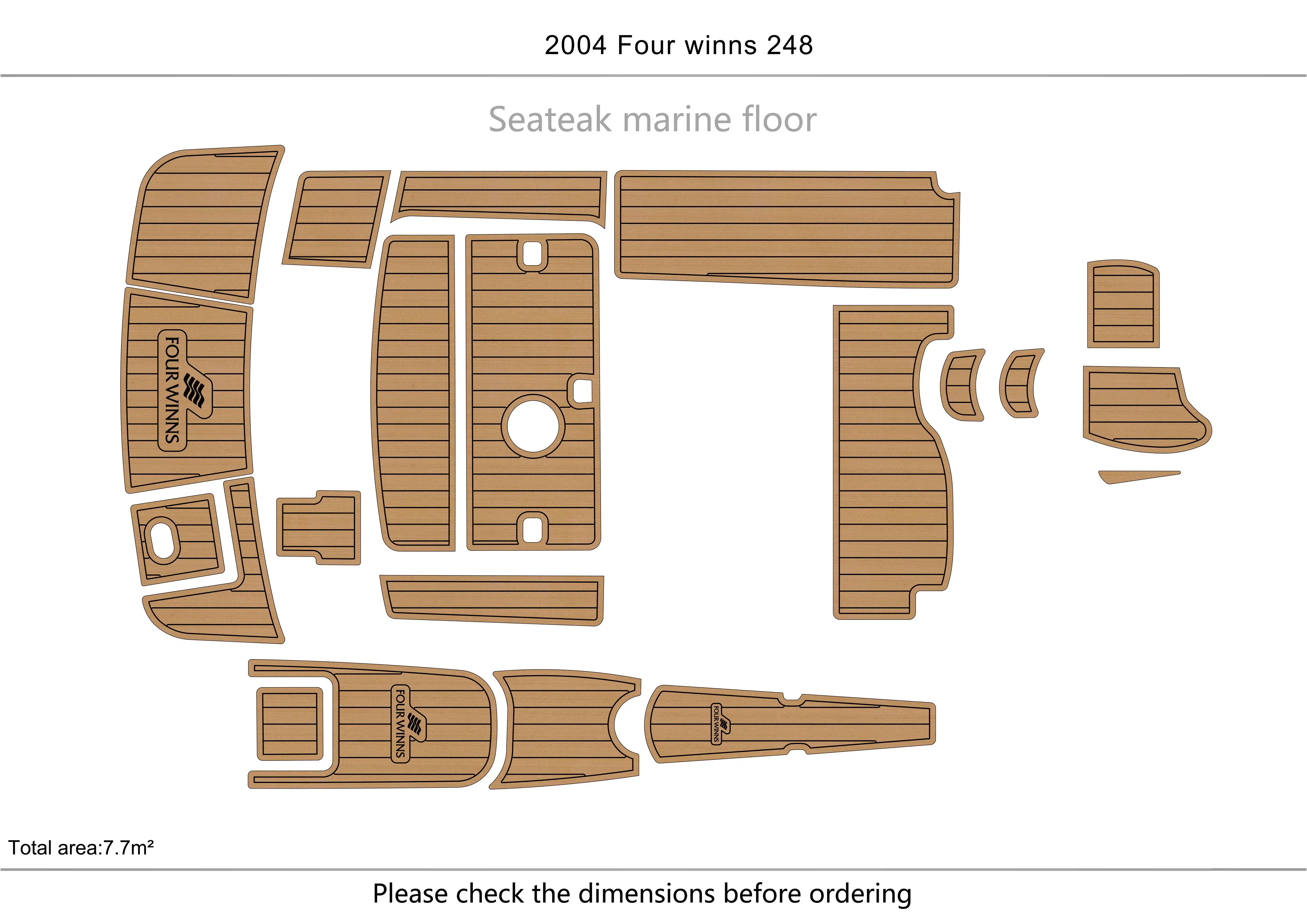 

2006 Four Winns 248 Cockpit Swimming platform1/4" 6mm EVA FAUX Water Ski Yacht Fishing Boat Non-slip mat floor