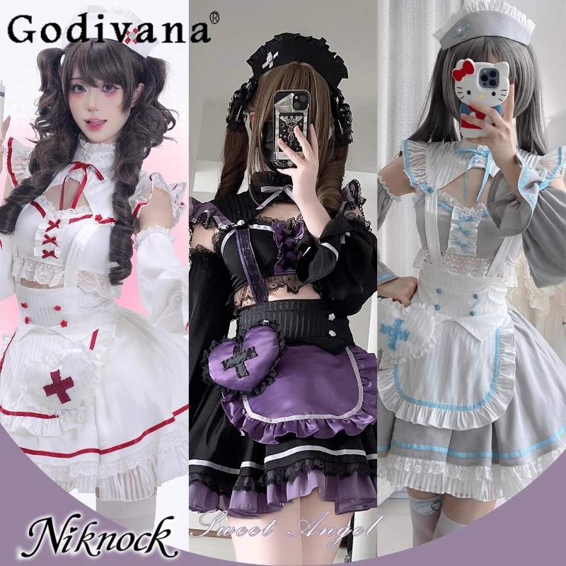 

Original Halloween Cosplay Lolita Maid Outfit 2025 New Sweet Cute Girl's Singing Costume Women's Slim Fit Top Skirt 2-Piece Set