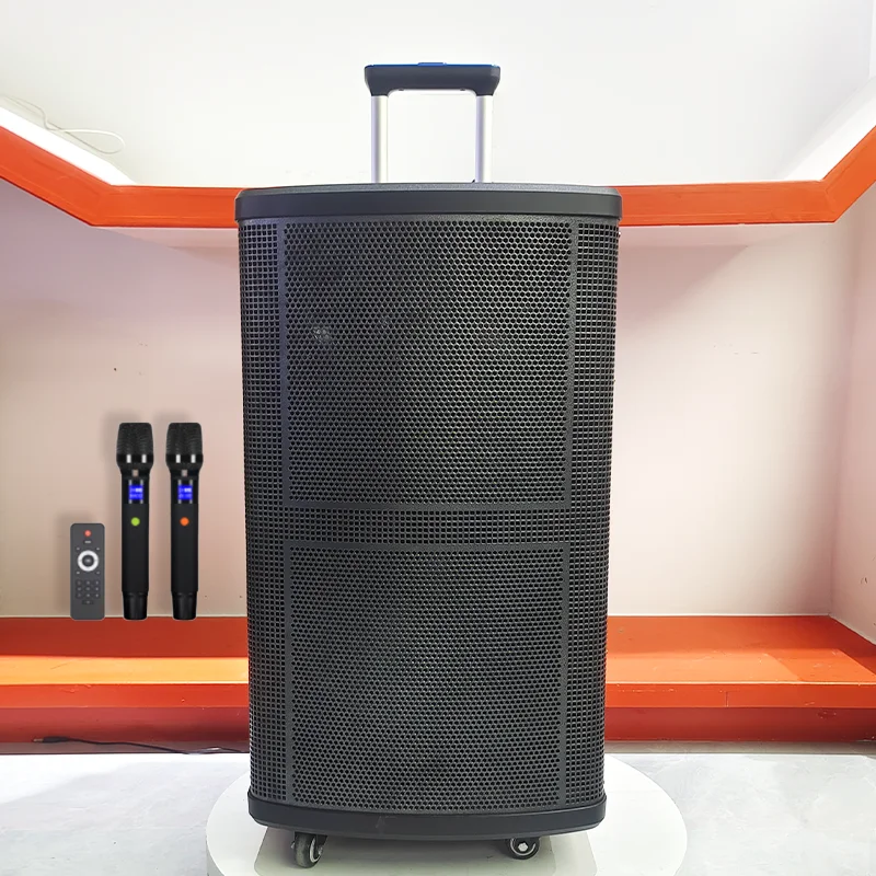 Model 515 New Arrival Speaker Box 15inch Big TWS Rrolley Speaker With Double Wireless Microphone