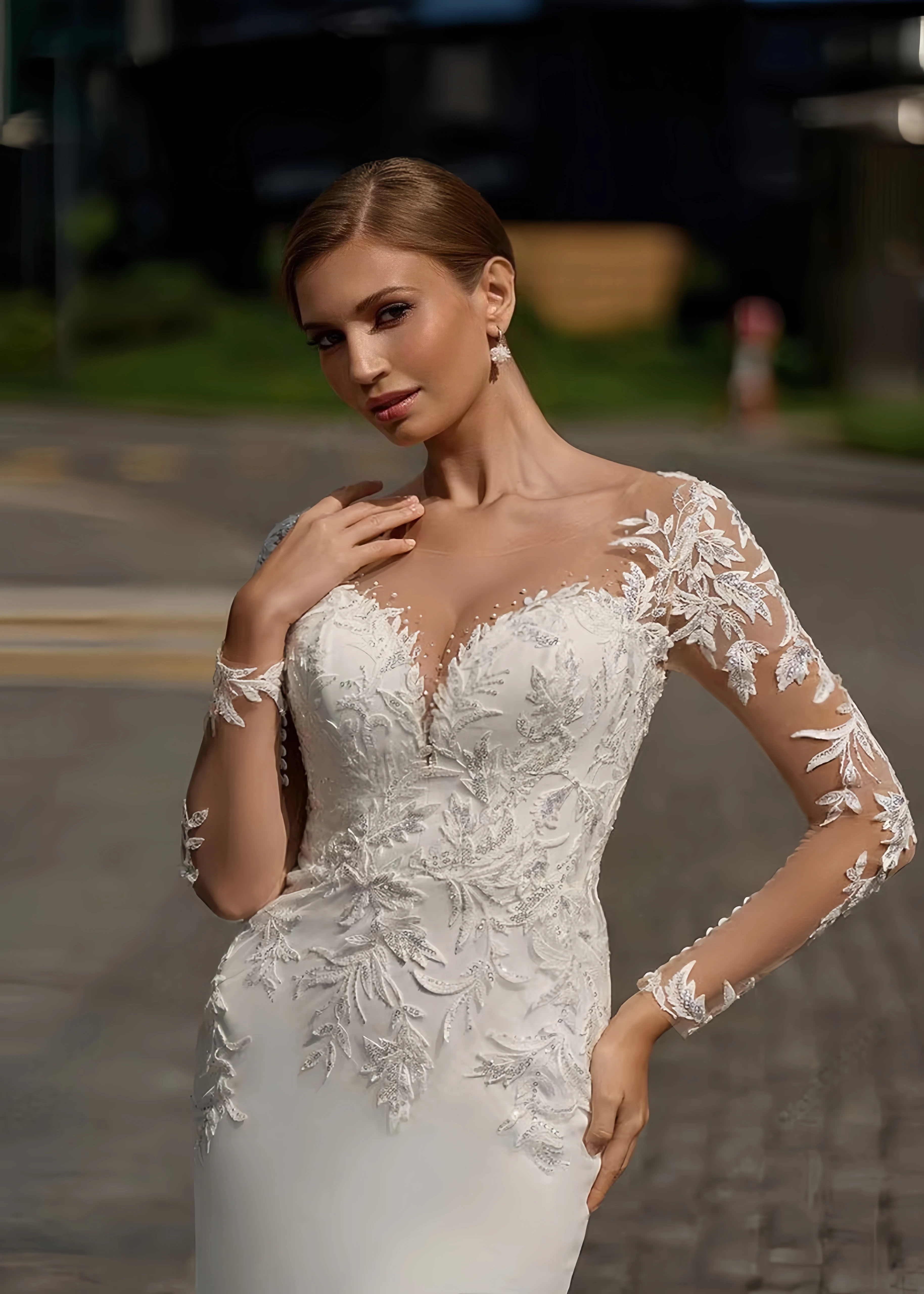 JEHETH Abiti da sposa con superficie in raso Abiti da sposa con maniche lunghe applicati in pizzo 2025 Abiti da ballo sexy a sirena Abiti da gala personalizzati