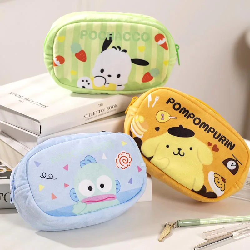 6pcs/lot Sanrio Melody Kuromi Pencil Case Cute Hangyodon Pochacco Pencil Cosmetic Bags Stationery Pouch Gift School Supplies