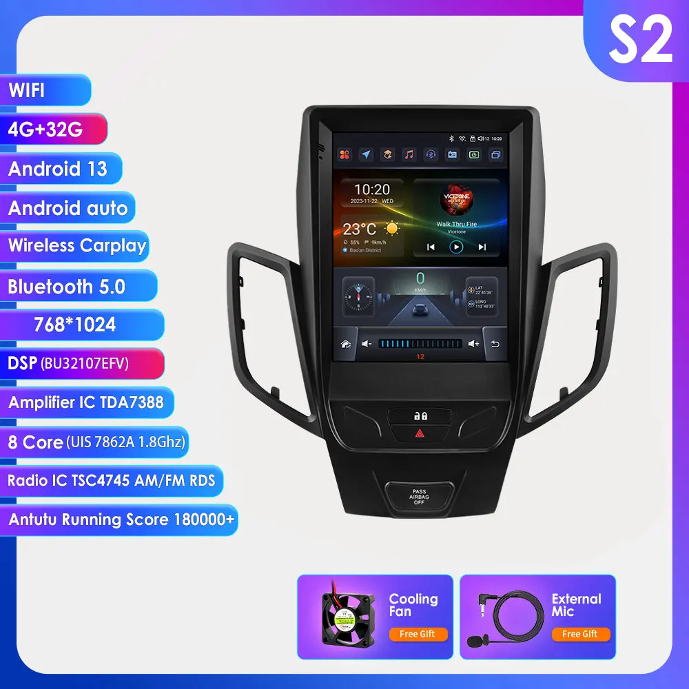 Hizpo 8Core DSP Auto Multimedia Speler voor Ford Fiesta MK7 2009-2016 Carplay 4G Autoradio RDS GPS WiFi AI Intelligente Systemen