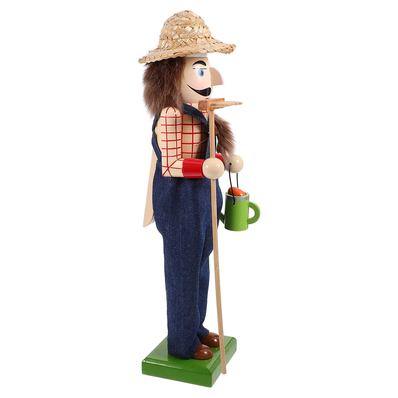 Wooden Nutcracker Hand Painted Classic Christmas Decor Straw Hat Xmas Table Ornament Desktop Nutcracker Craft Holiday Gift