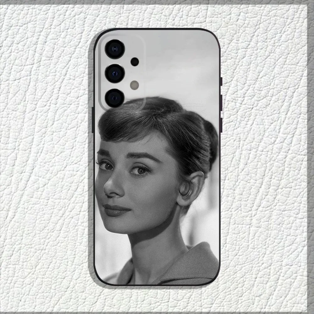 Aktor a-audrey casing ponsel h-hepburn, pelindung ponsel hitam lembut untuk Samsung Galaxy A13,A21s,A22,A31,A32,A52,A53,A71,A80,A91