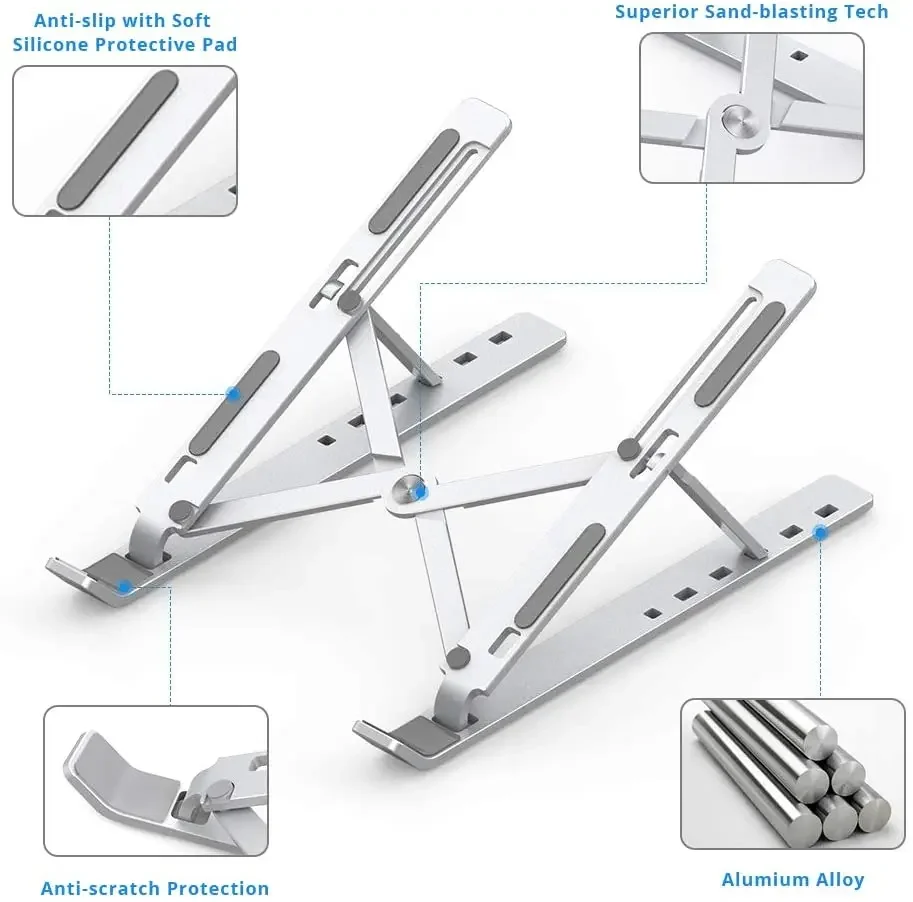 WEFOR Aluminium Alloy Portable Laptop Stand Support Base Notebook Stand For Macbook Pro Lapdesk Computer Laptop Holder Cooling