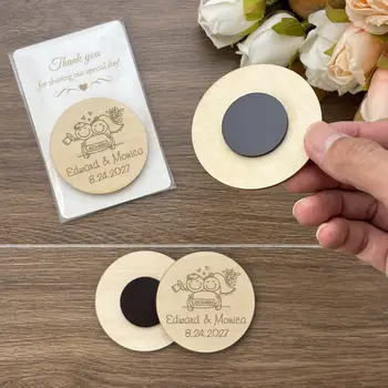 Dřevěné magnety na zakázku s poděkováním, svatební hosté, suvenýry, personalizované magnety na ledničku, dárky na párty 12 nejlepší prodej magnetické svatební dárky - №5