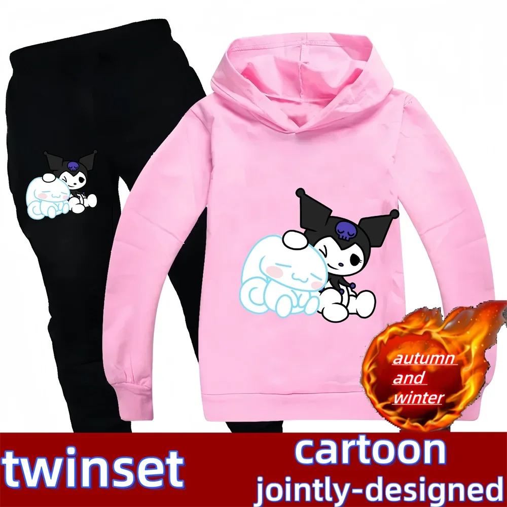

Kawaii Kuromi Hoodie For Girls Long Sleeve Sweatshirts Children Spring Autumn Sanrio Cartoon Kids Casual Hooded Pullover Tops