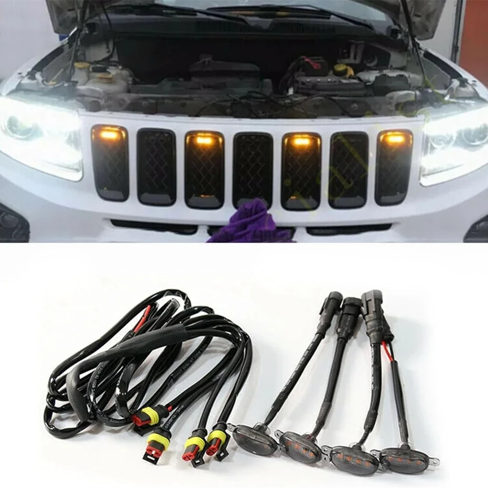 4 في 1 LED سيارة الجبهة مصبغة ماركر أضواء المدخن العنبر شواء ضوء ل جيب قبالة الطريق جذع SUV فورد تويوتا النهار مصباح جيد الإضاءة