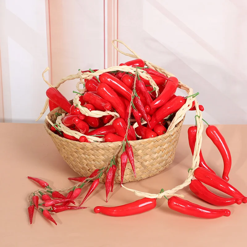

Simulation Foam Vegetables String Artificial Garlic Fake Onion Red Pepper Hanging Vegetables Fruit String Kitchen Home Decor
