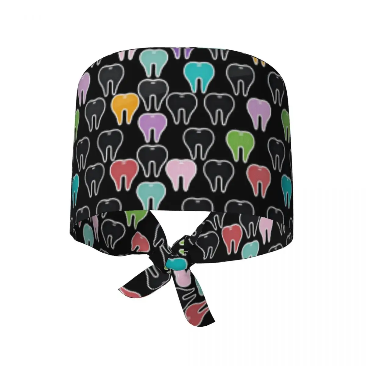 Working Cap For Women and Men Colorful Teeth Pattern Nurse Hats Soft Elastic Work Scrubs Hat Holder Long Hair Medical Hat