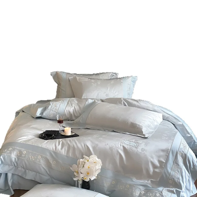 

Light luxury high sense 100 cotton pure cotton four-piece set embroidery high-precision jacquard four-piece set
