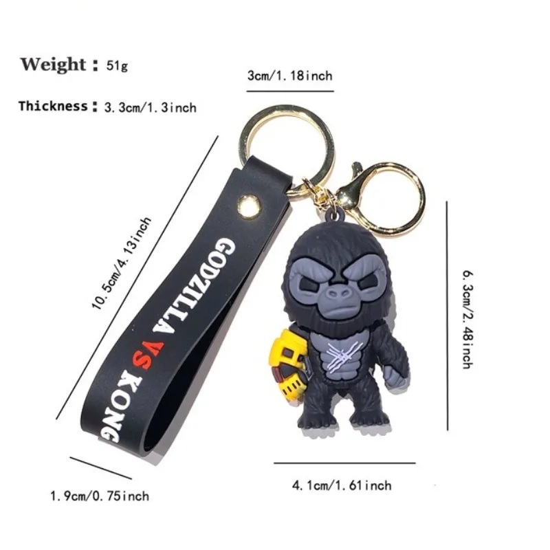 

Anime King Kong VS Godzilla Keychains Cartoon Car Keyring PVC Action Figures Model Doll Bag Pendent Collection Toys Fans Gifts