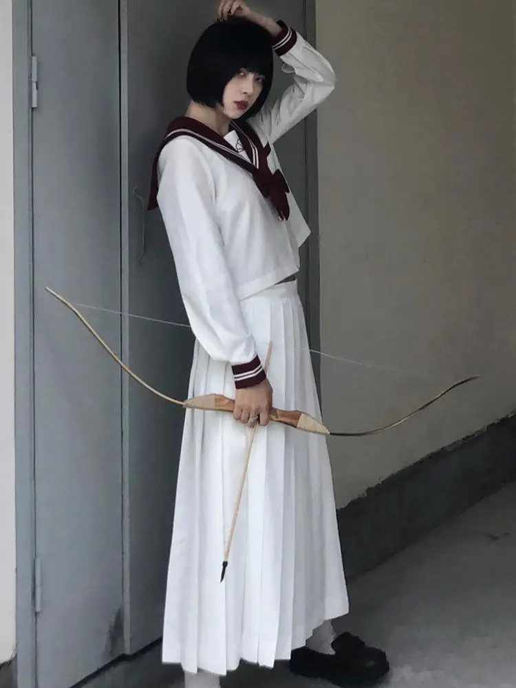 2025 School Girl Embroidery Uniform Long Sleeve Top Japanese Class Sailor School Clothes For Students Anime Cos For Women S-xl