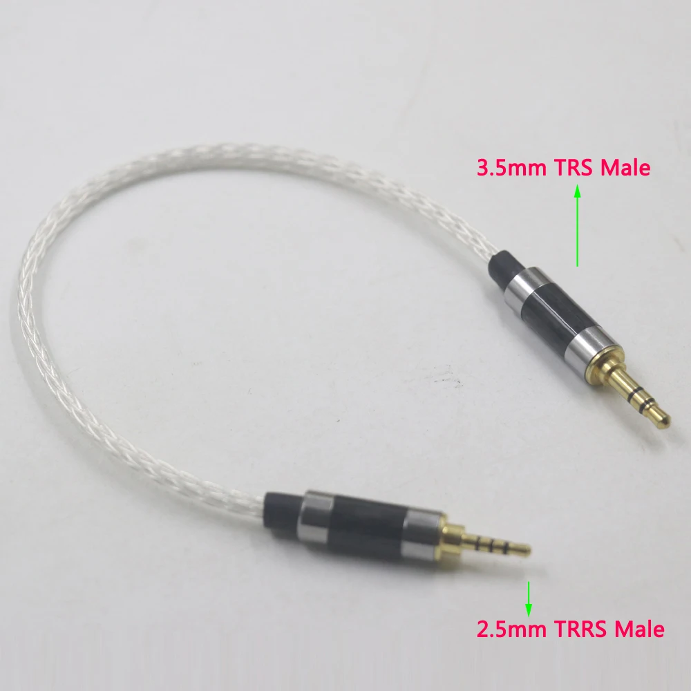 Haldane HIFI 16Cores UPOCC Single Crystal Silver 2.5mm TRRS Male to 3.5mm Stereo Male Audio Adapter Cable