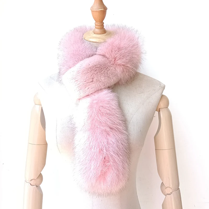 2023 Winter Hot sale Women Real Fox Fur Scarf Thick Warm Fluffy Genuine Fur Scarves Fashion Female Natural Fur Neck Warmer