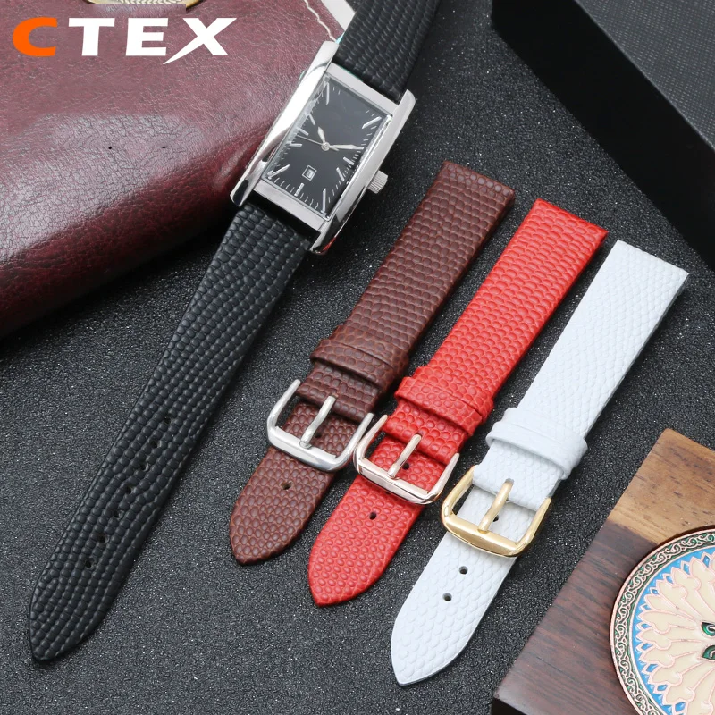 12mm 14mm 16mm  Watches band Lizard Pattern genuine leather watchband  womens watch strap thin charm bracelet red color