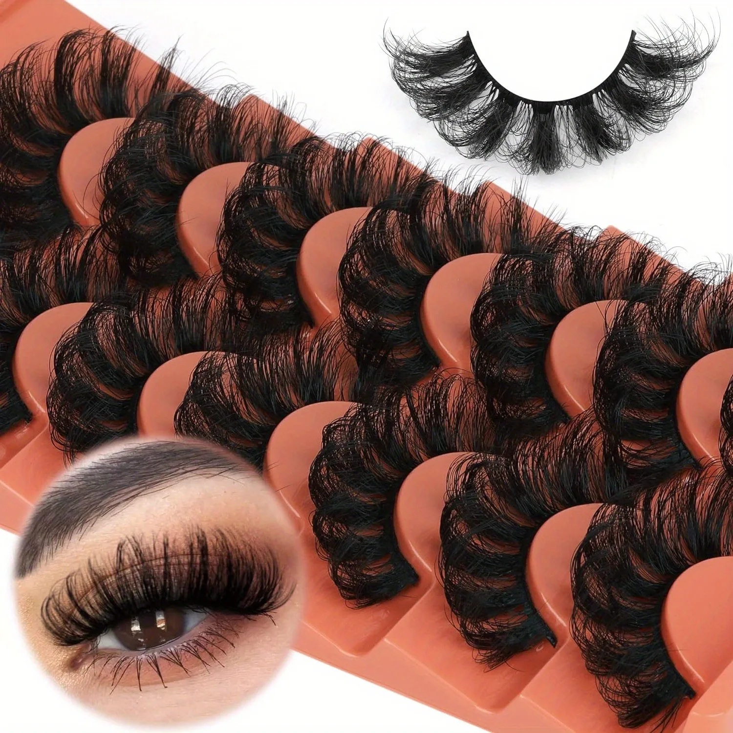 7 Pairs Fluffy Faux Mink Lashes Wispy False Eyelashes Thick Volume Fake Lashes Curly Fake Eyelashes