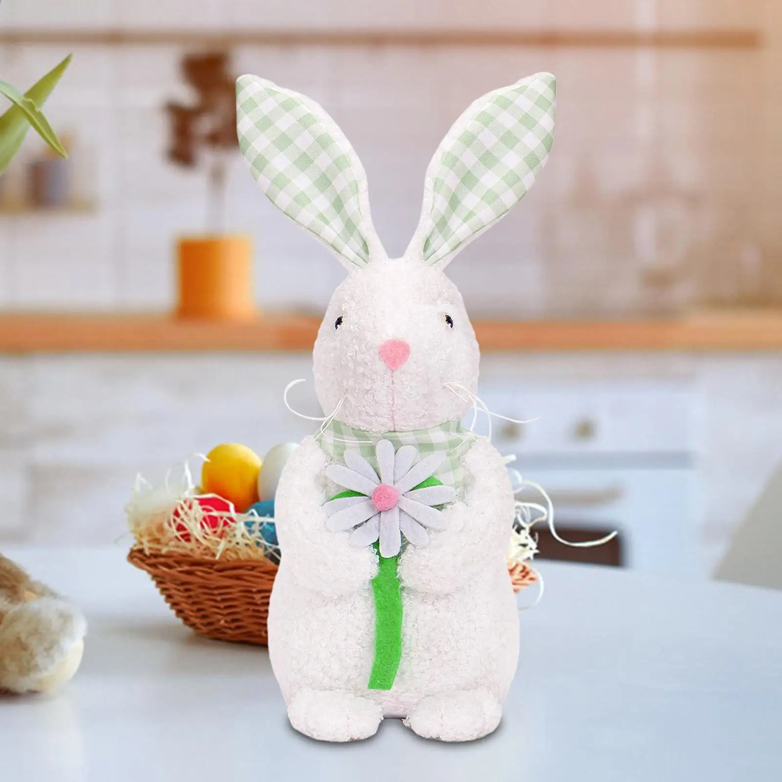 Easter Bunny Doll Realistic Cartoon Plush Toy for Farmhouse Table Holiday