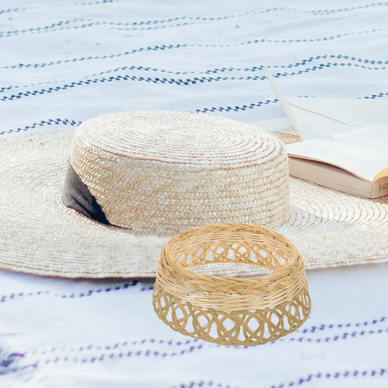 

6pcs Bamboo Hat Ring Braided Inner Hoop For Diy Conical Hats Lightweight Durable Hat Making Accessory Hoop Holder Rack Diy