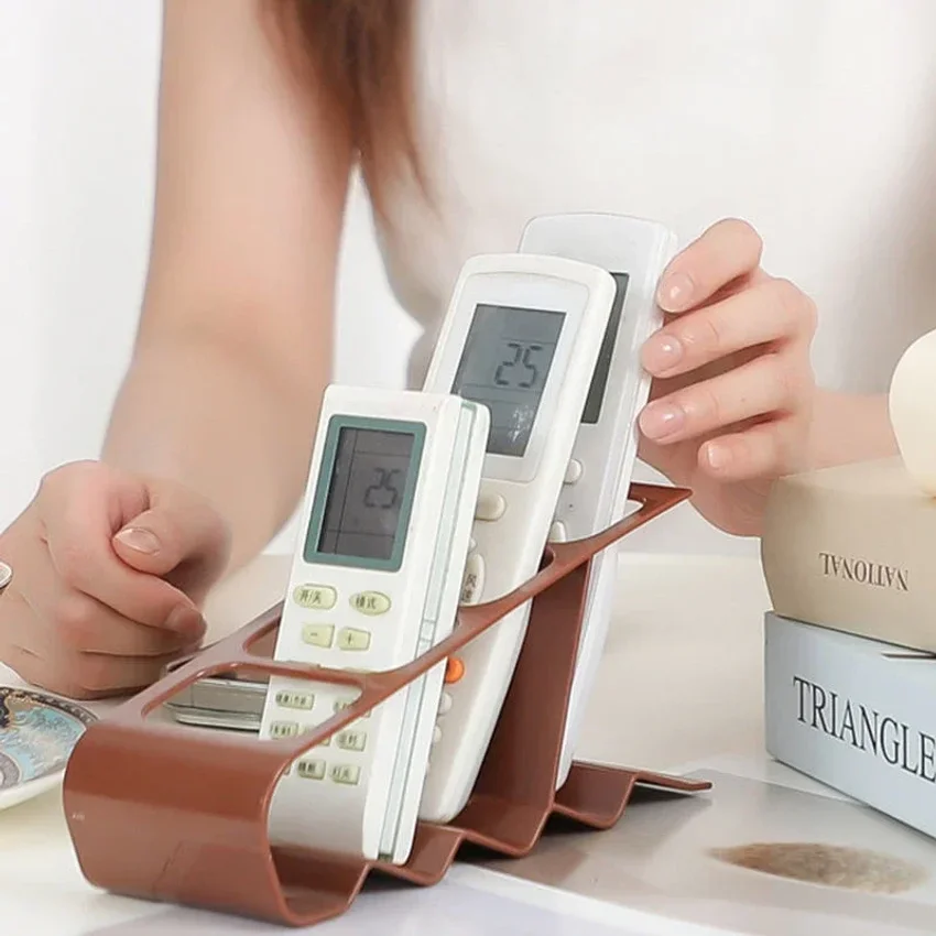 

4-Grid Storage Rack Tv Air Conditioning Remote Control Stand Holder Desktop Shelf Sundries Organizer Home Office Storage Holders