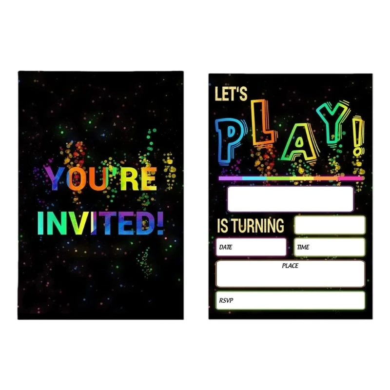 20 Stück/Packung auffällige Geburtstagseinladungen, handgefertigte Neon-Designs, Einladungskarten für unvergessliche Partys, 3 x – Detail 8