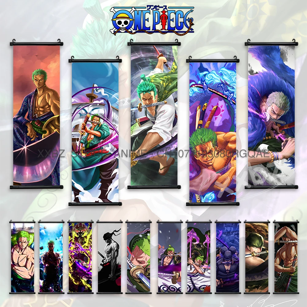 

ONE PIECE Scrolls Pictures Canvas Home Decor Hot Blooded Anime Poster Wall Art Zoro Figures Hanging Painting Bedside Background