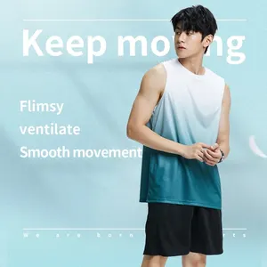 Fitness Men's Ice Clothing Silk Rapid Vest Set of Sports Clothing Summer T -Shirt Basketball Equipment Running Short Sleeping 8 Main Men's Sports Set Sales - №4