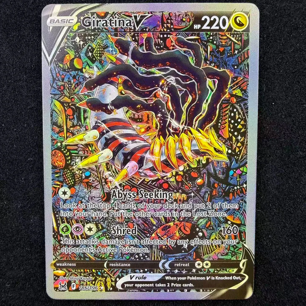 DIY TCG PKM Card Sword  Shield SS Rayquaza VMAX Charizard Giratina Dragonite Lugia V Holo Anime Game Collection Cards Gift Toy