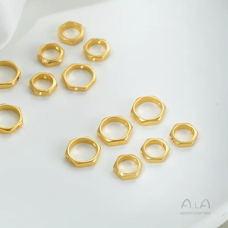 Hexagonal Hexagram Set Bead Ring Handmade Beaded Bead Spacer Ring DIY Hand Necklace Jewelry Accessories
