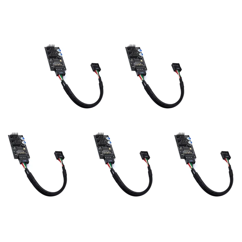 

Qy-5X 9-контактный USB-концентратор Разъем USB-разветвитель 1–3 USB2.0 9-контактный разъем кабеля для водяного охлаждения для RGB светодиодного вентилятора