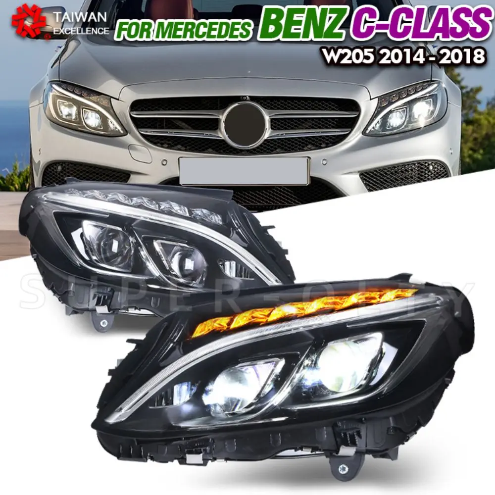 

Per Mercedes For Benz class C W205 Headlights 2015-2018 Head Lamp Car Styling DRL Signal Projector Lens Auto Accessories