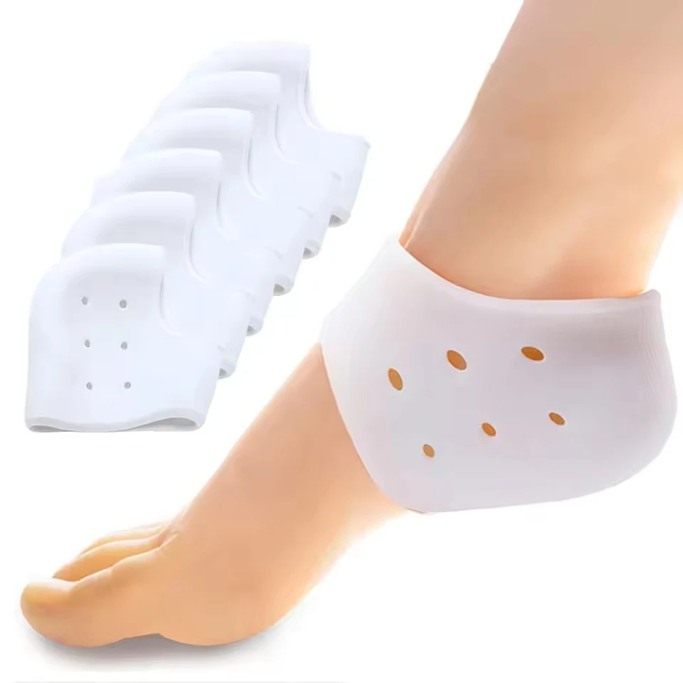 كعب القدم جوارب سيليكون كعب حماية القدم مطاطا سيليكون ترطيب القدم كعب وسادة مكافحة تكسير بطانة كعب الجوارب