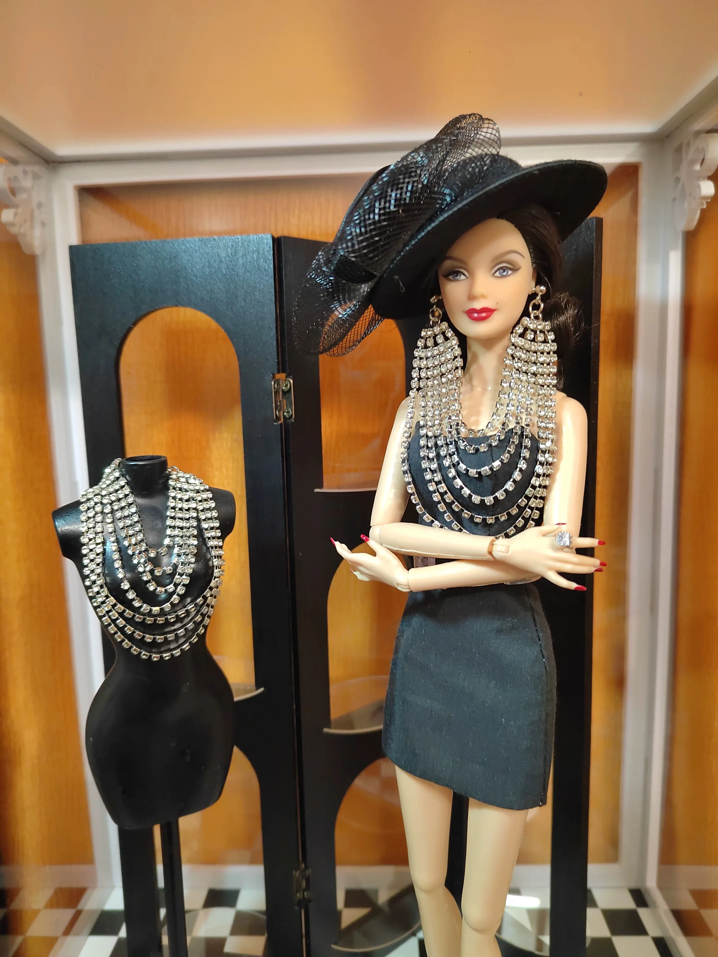 

1/6 весы, ювелирные аксессуары для кукол, оригинальный дизайн, преувеличенное многослойное роскошное ожерелье с бриллиантами для наряда куклы 30 см