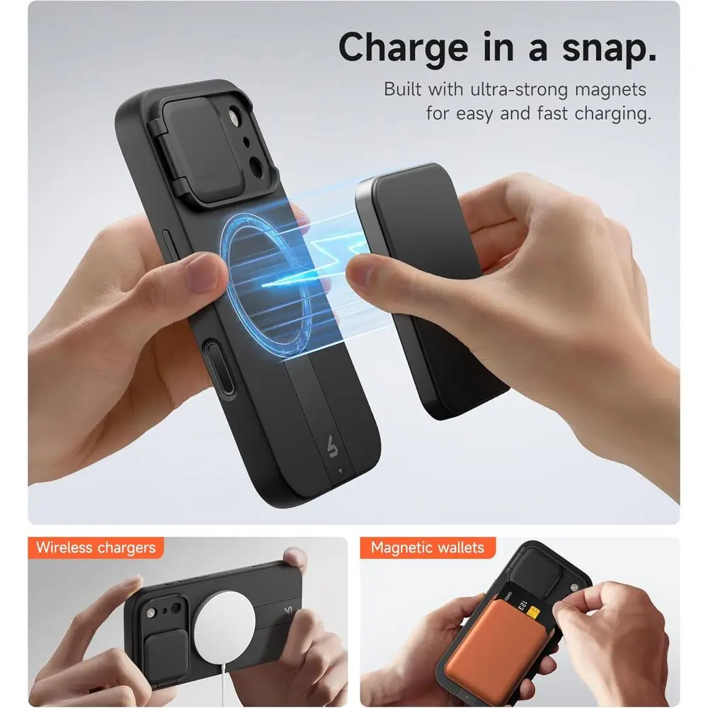 for iPhone 17 Pro Max Case with Camera Control Cover, Camera Cover and Adjustable Kickstand, Compatible with MagSafe, Shockproof