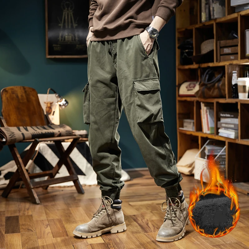 BAPAI Men's Winter Thick Fleece Warm Stretch Cargo Pants Military SoftShell Outdoors Casual Pants Tactical Trousers