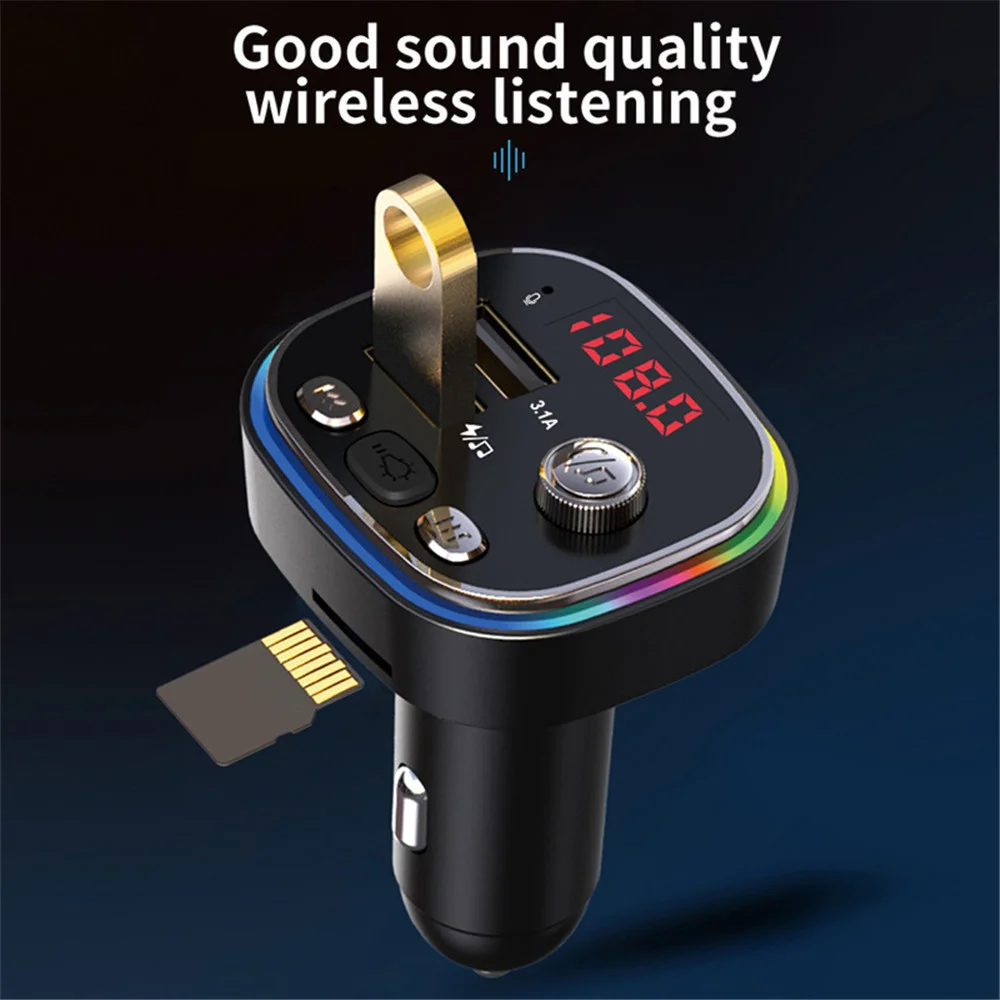 듀얼 USB 차량용 충전기 무선 블루투스 5.0, FM 송신기, 자동차 라디오 변조기, MP3 플레이어, 고속 충전기 어댑터, 3.1A, 12V