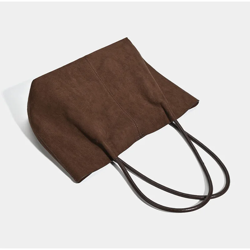 Unterarm-Umhängetasche aus Wildleder mit passender Geldbörse, große Kapazität für Damen, Alltags-Pendler-Einkaufstasche, einfarbige Vintage-Handtasche für Damen – Detail 8