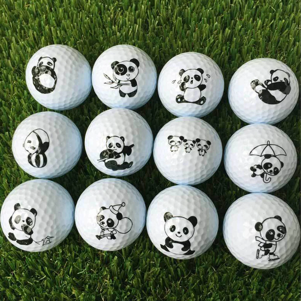 

6pcs Golf Ball Gift Cartoon Panda Pattern Training Ball Soft Lightweight For Indoor Outdoor Practice Safe Furniture Window