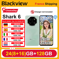 Blackview Smartphone Shark 6 [No EU Charger] Android 15 5000mAh 24(8+16)GB+128GB 120Hz 16MP+8MP 6.88“HD+ IPS 18W NFC/GPS