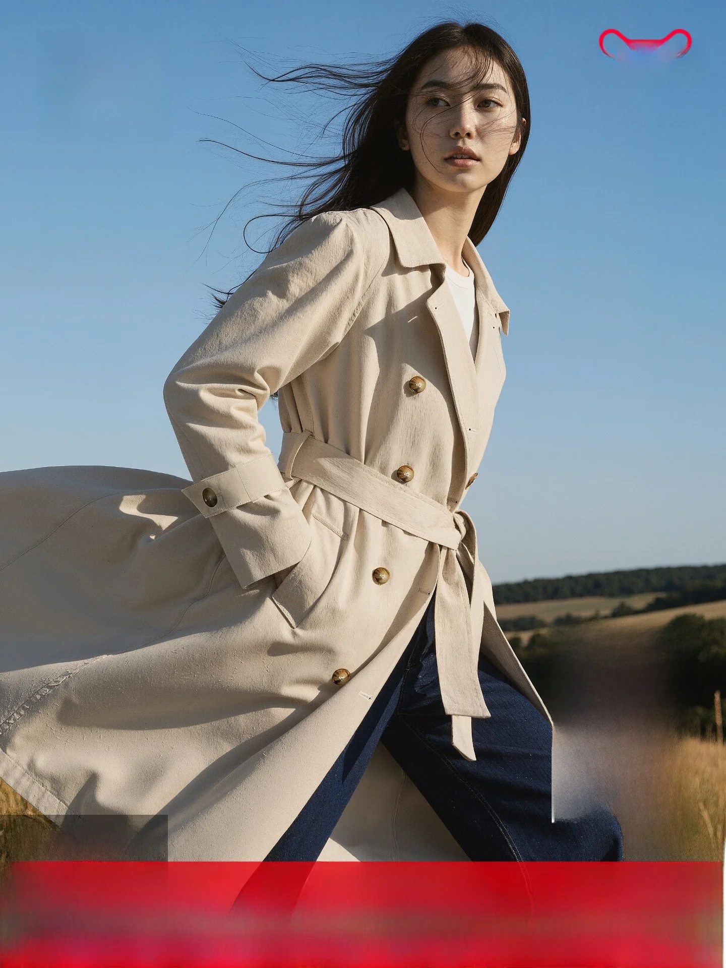 

H&M Women's Long Lightweight Comfortable Faionable Briti Sle Coat Street Sle Loose Fit Nylon Fiber Double Breasted