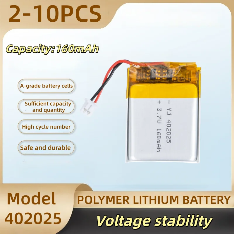 2-10PCS Lithium Polymer Battery 402025 3.7V160mAh Volt Li Po Ion Lipo Rechargeable Batteries for MP3 DVD GPS Navigation