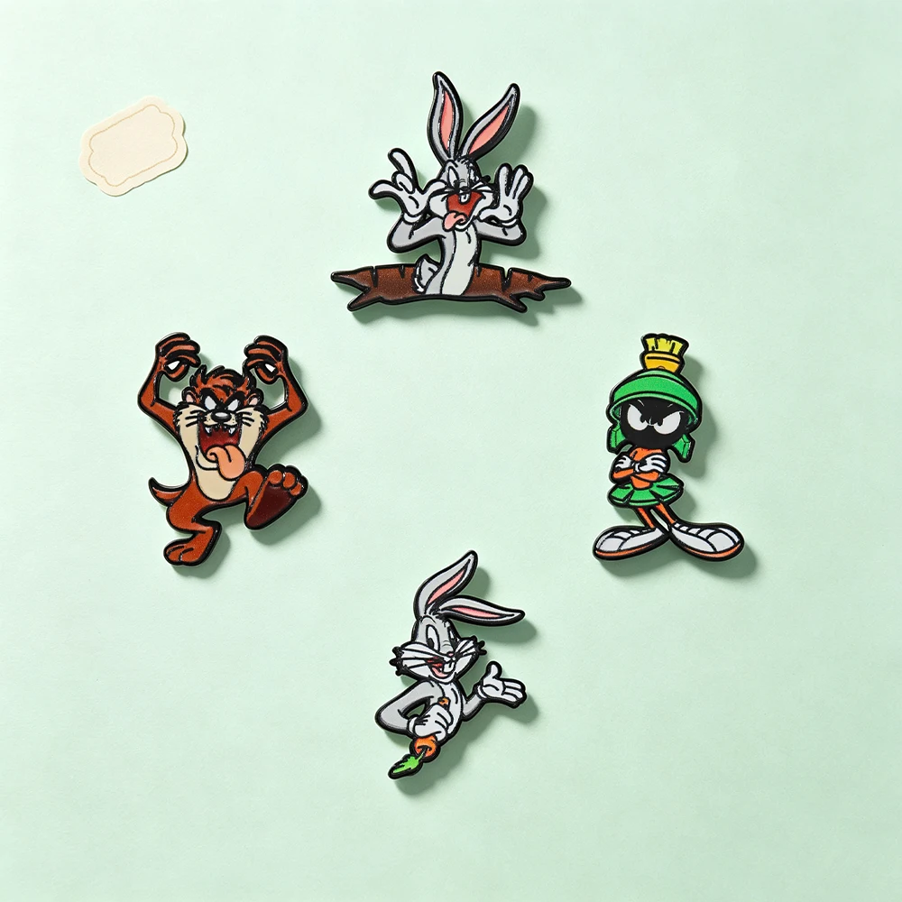 4pcs 만화 캐릭터 옷깃 핀 세트 귀여운 토끼 오리  - Embroidery Rabbit 리뷰 및 가격