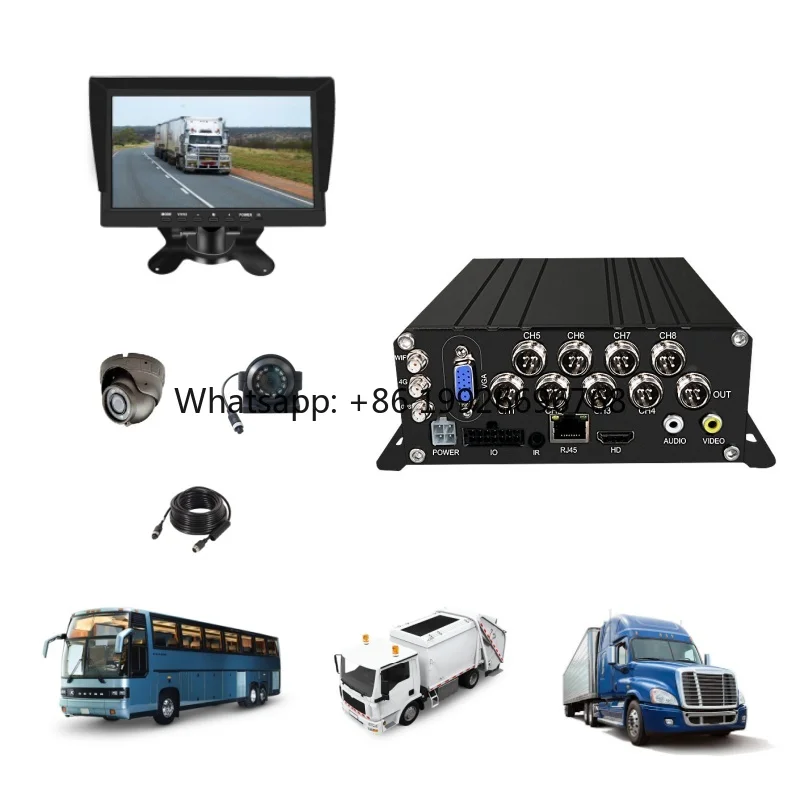 

8CH 4TB HDD DVR GPS Tracking CCTV System with 4G/WiFi Night Vision for Truck/Bus/Car