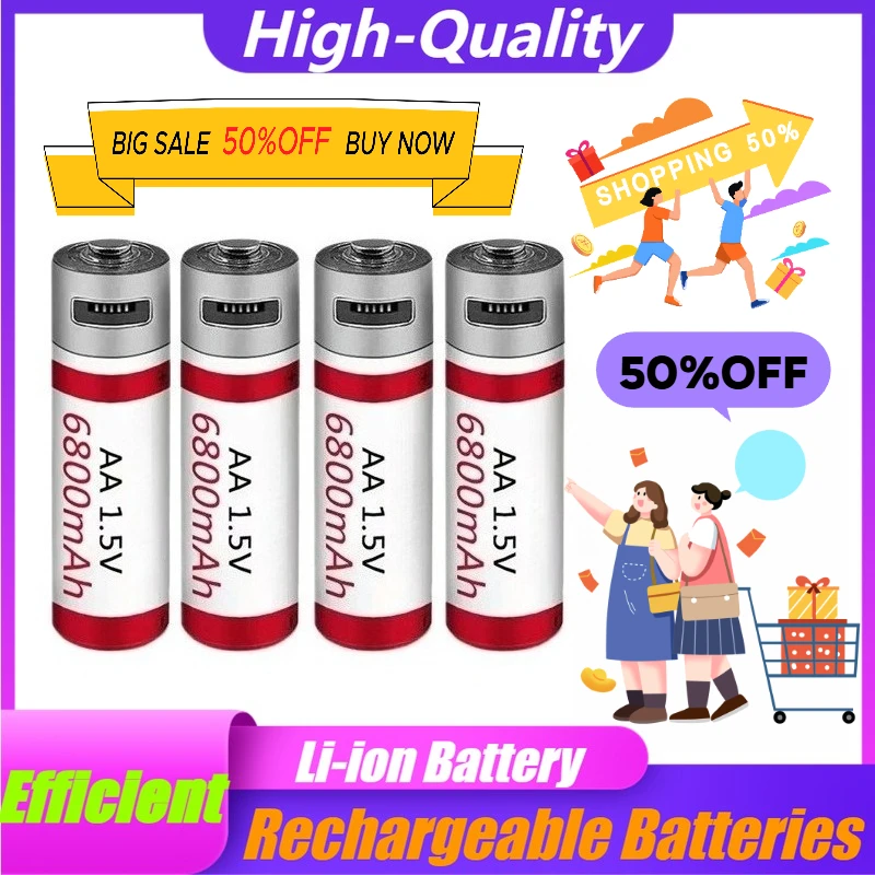 

New 1.5V 6800mah AA Rechargeable Battery High-capacity AA Lithium Battery Fast Charging