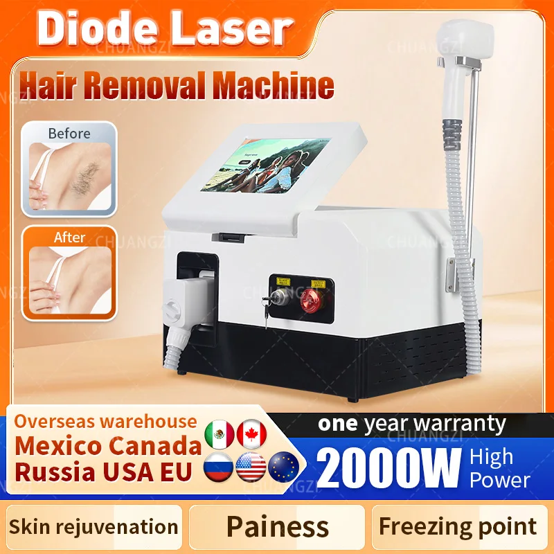 

2024 808nm755nm1064nm 3 Wavelength Diode Laser Permanent Hair Removal Cooling Painless Laser Hair Removal Alexandrit laser