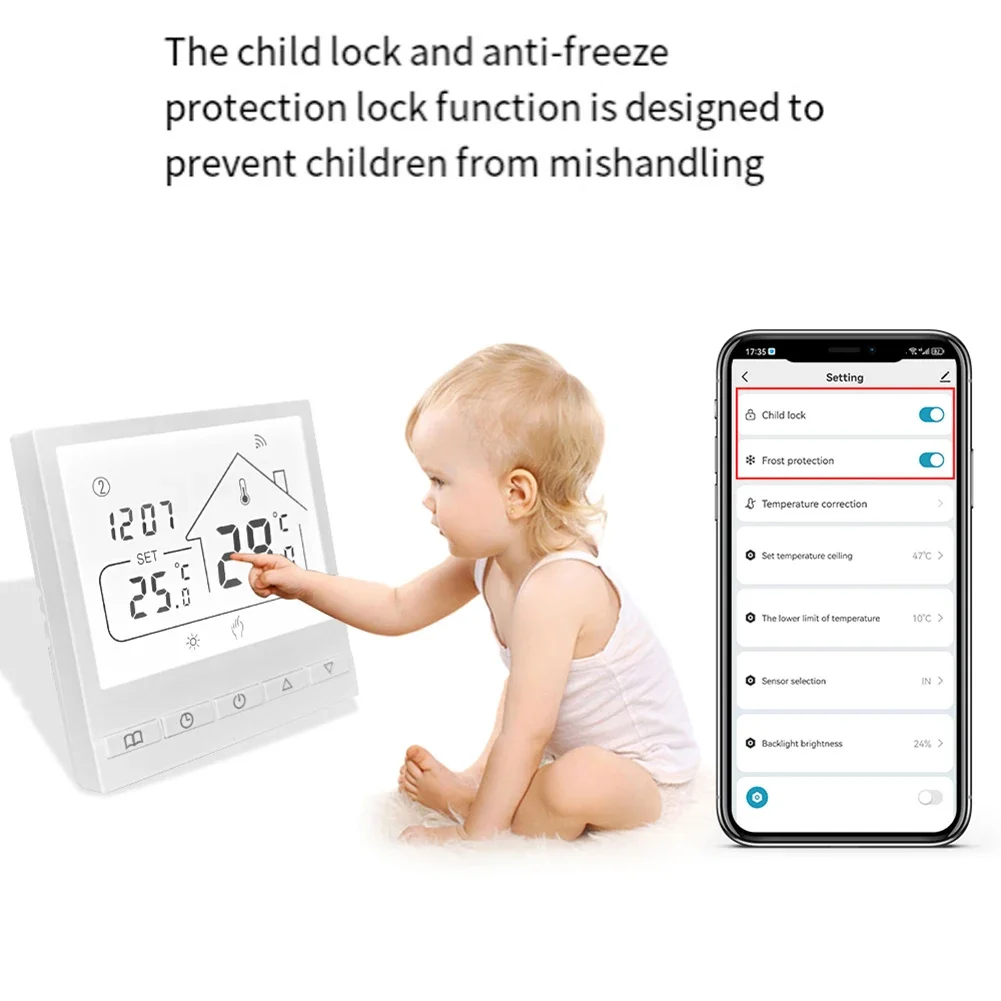 Tuya- Smart WiFi Floor Heating/Gas/Water Tuya- Smart Floor Heating Thermostat Panel Switch Heating APP Temperature Controller