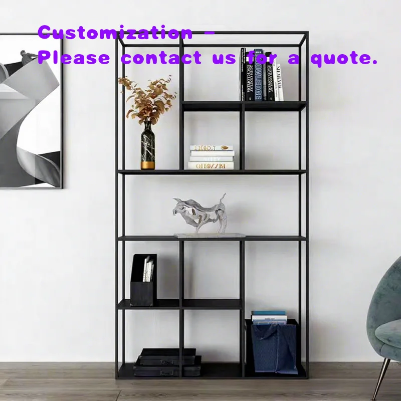 custom.Iron Simple Modern Etagere Bookshelf Bedroom Home Office Living Room Apartment Partition Shelf 8-Shelf Durable