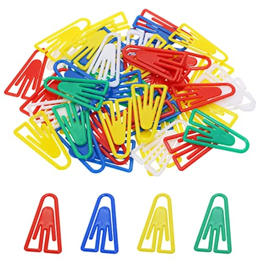 

50PCS Plastic Paper Clips Bookmarks Smooth Colored Paperclip Clamp for Scrapbooking Planners Notebook Travel Photos Documents C