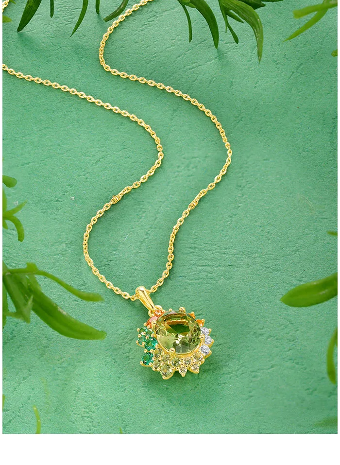 SANTUZZA Anhänger aus reinem 925er Sterlingsilber für Damen, funkelnder synthetischer grüner Spinell, farbenfrohe Geschenke für Hochzeiten und Partys, edler Schmuck – Detail 1